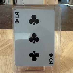 Jimmy Choo Gray and Black 3 Of Clubs Playing Card